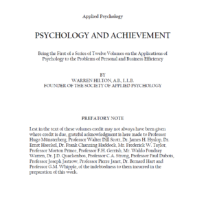 Psychology and Achievement