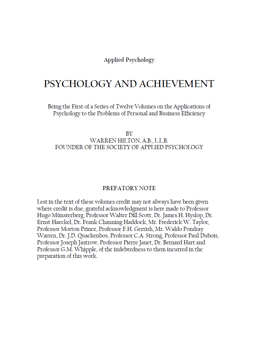 Psychology and Achievement
